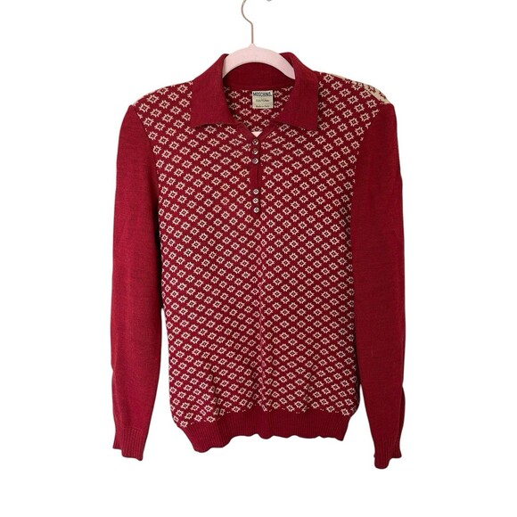 Moschino‎ Couture Women’s Collared Sweater Longsleeve Size 8 Wool Button V Neck - Picture 1 of 10
